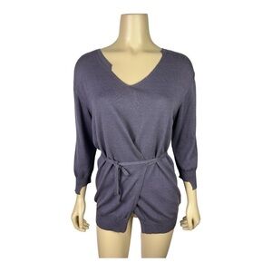 Crea Concept Wrap Knit Top Cotton Blend Purple Made in Italy Sz S